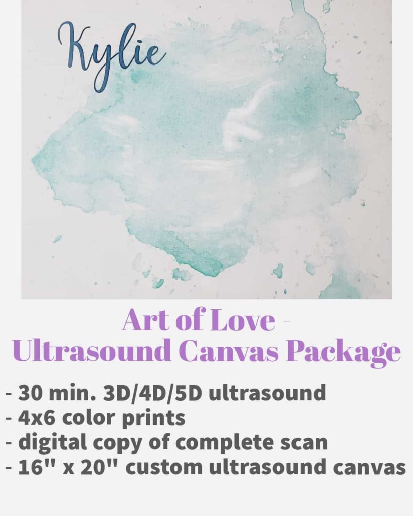watercolor of a 2d ultrasound. Art of love ultrasound canvas package